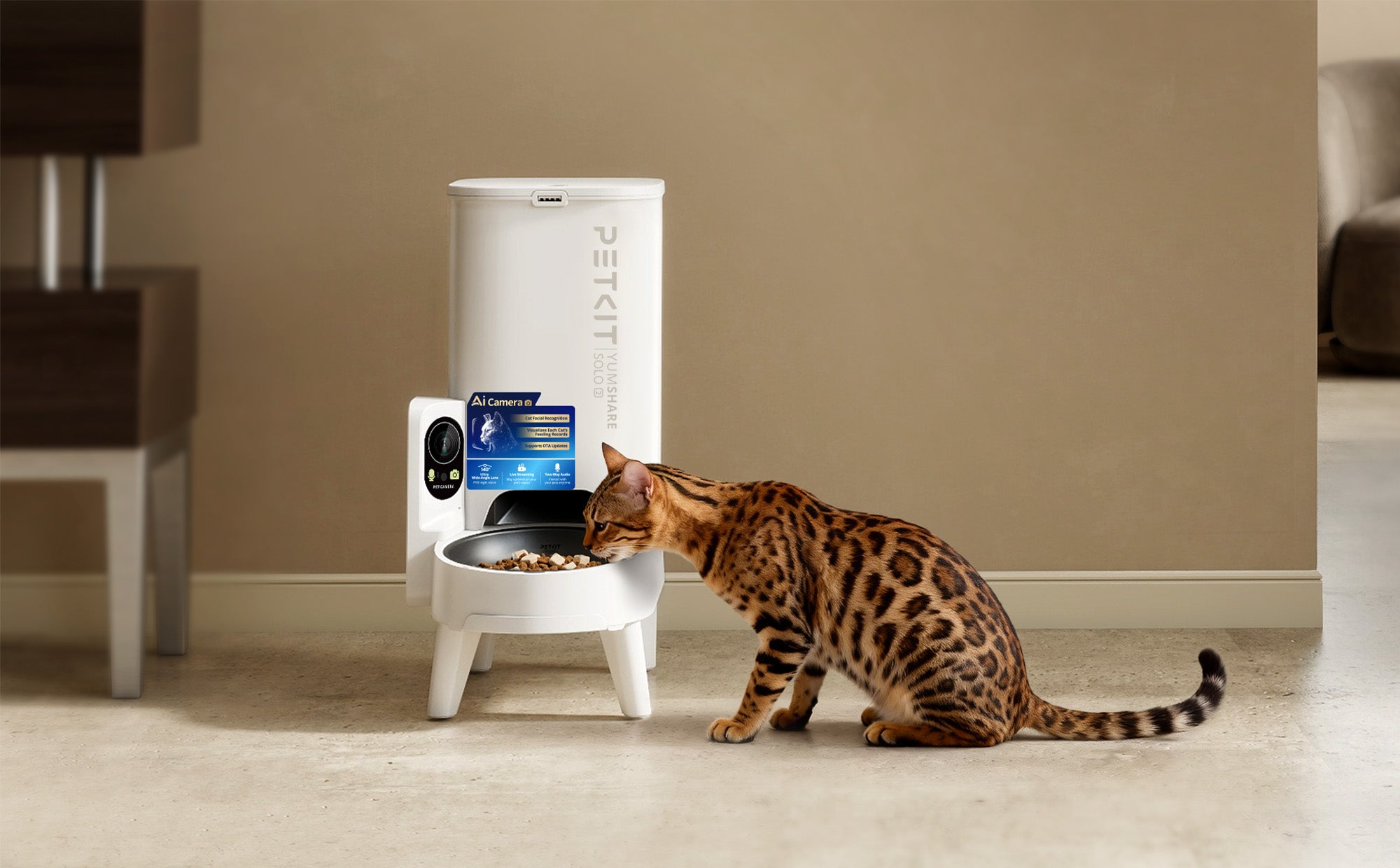 YUMSHARE SOLO 2 Automatic Cat Feeder allows cat owners to track every meal and monitor their pets easily at home
