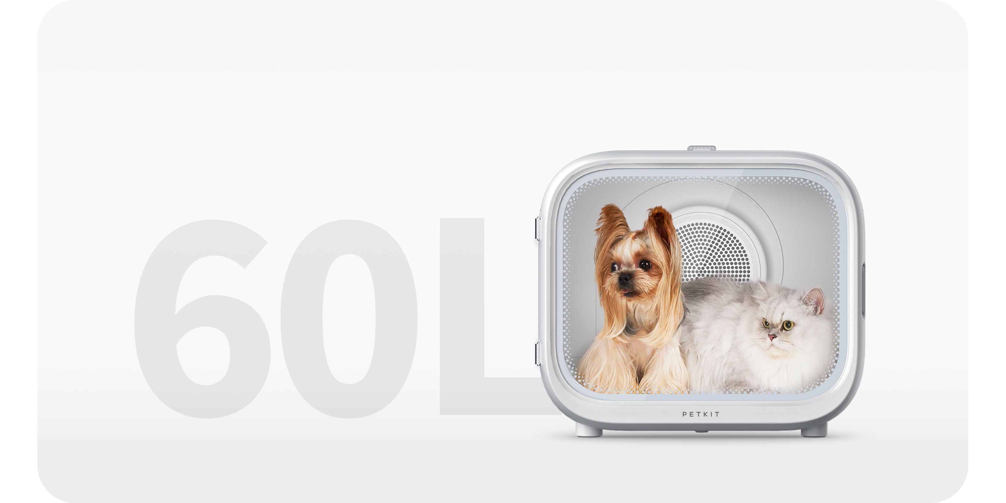 AirSalon Max Pet Dryer Box featuring a spacious 60L interior that provides ample room for comfortable movement and efficient airflow