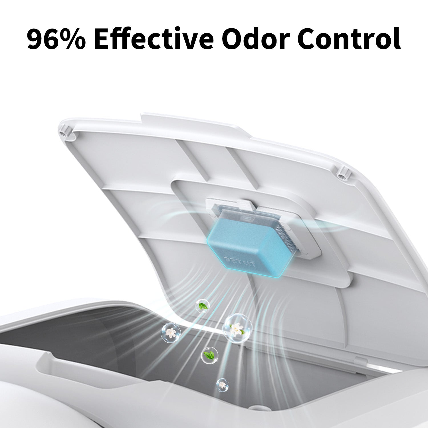 Automatic cat litter box deodorizer with 96% odor control for a cleaner, fresher home