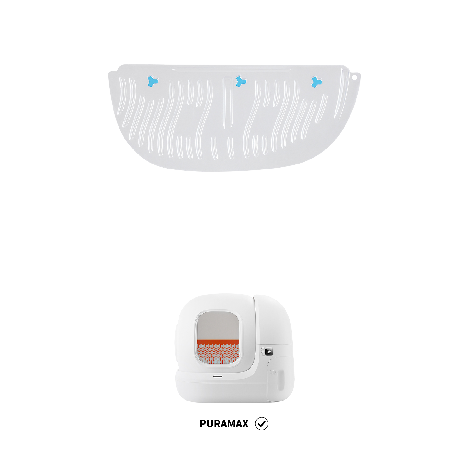 Cat Litter Remover displayed with PuraMax Automatic Litter Box, showing exclusive compatibility