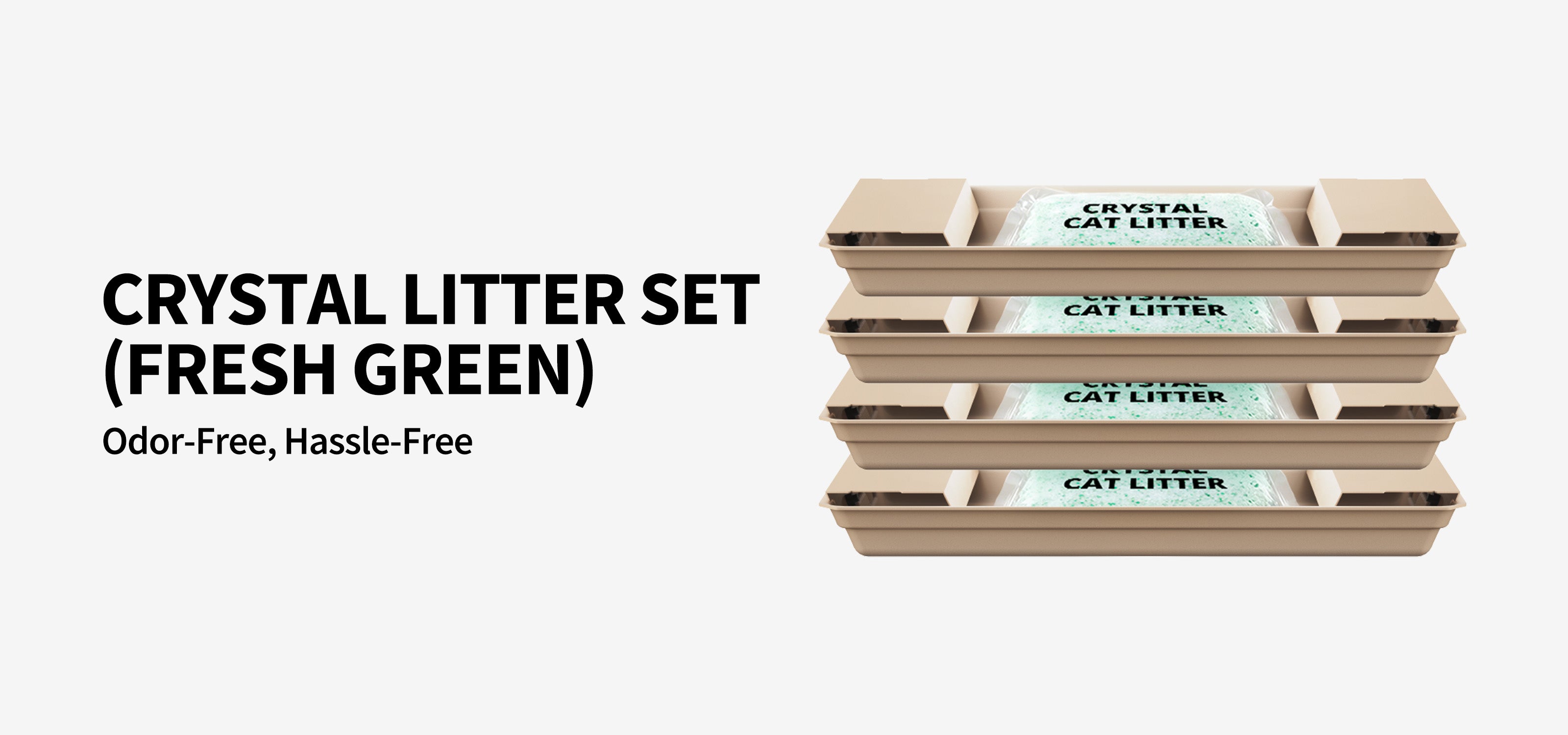 Odor-free and hassle-free crystal cat litter tray is designed for automatic litter box.