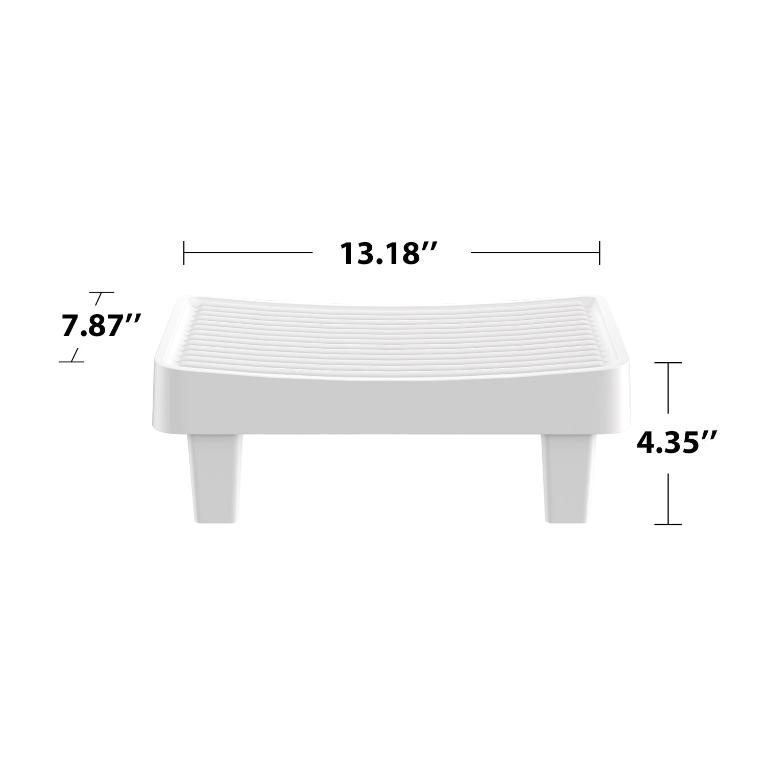 Easy-Step Pedal dimension diagram showing width 7.87in, height 4.35in, and length 13.18in for proper fit with compatible automatic litter boxes and reduce litter tracking