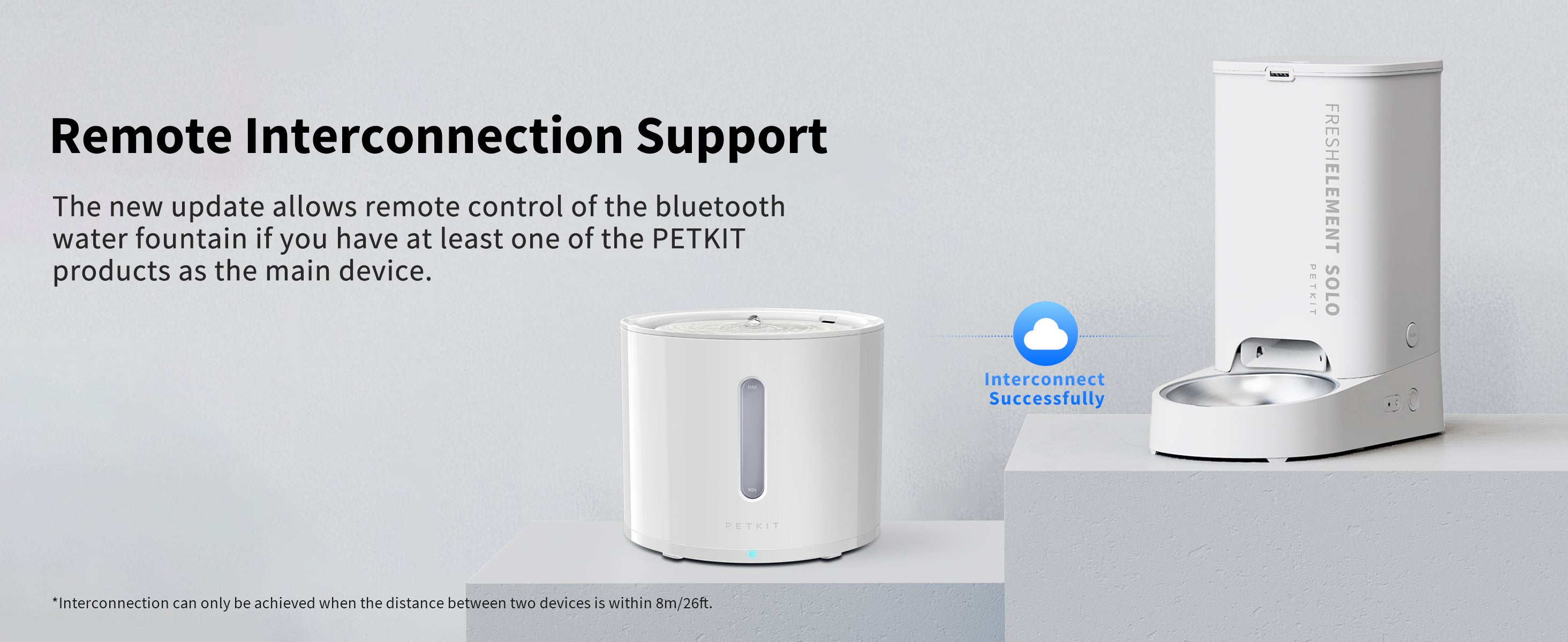 EverSweet Solo 2 Pet Water Fountain supporting remote control through interconnection when paired with a PETKIT main device