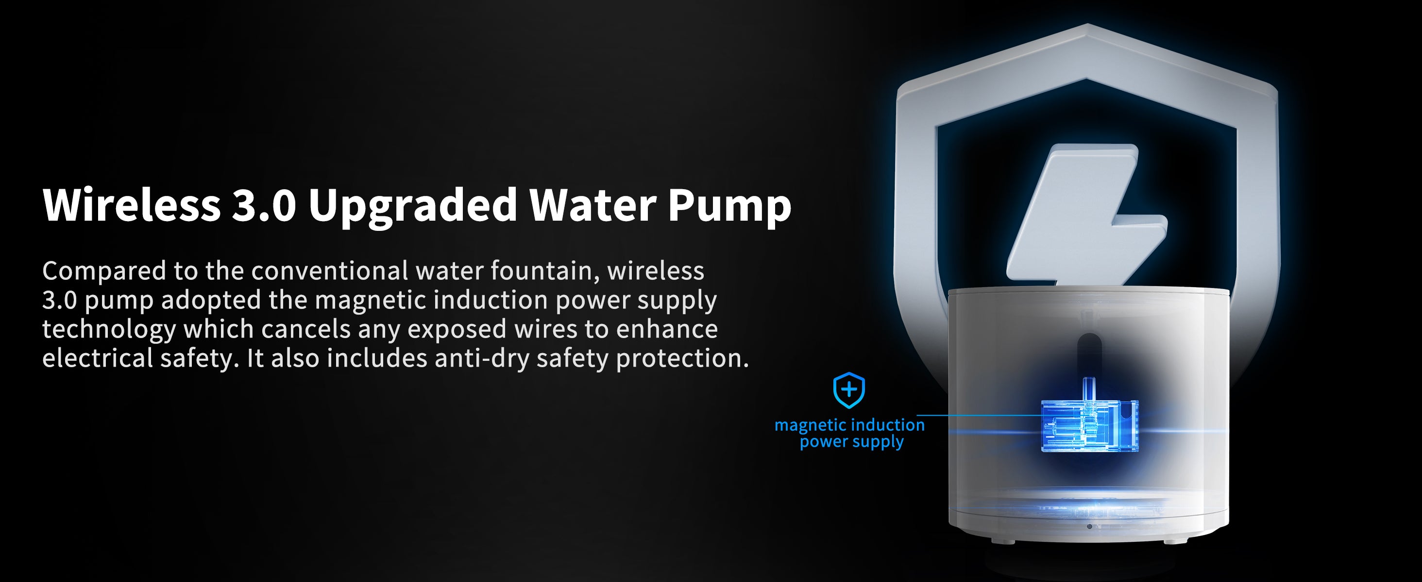 EverSweet Solo 2 Pet Water Fountain featuring an upgraded wireless 3.0 water pump for stable daily operation