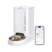 Fresh Element Solo automatic cat feeder shown with mobile app interface for remote control