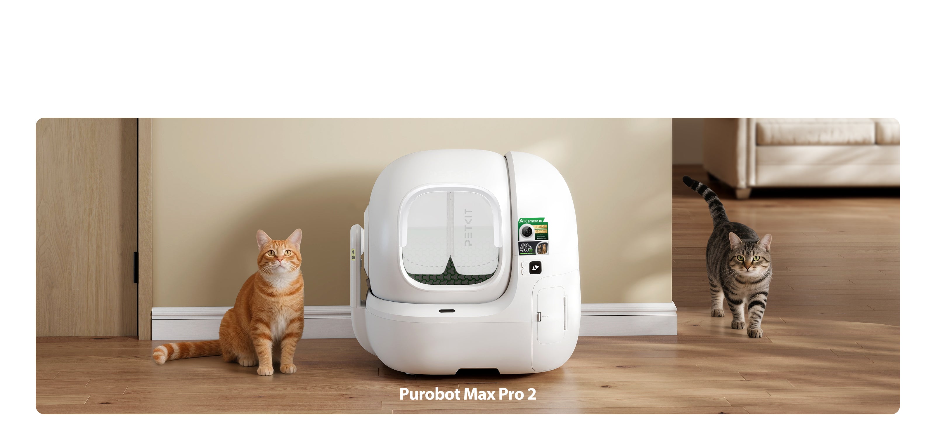 Magnetic dustproof curtain shown in a home environment, compatible with PUROBOT MAX PRO 2 litter box