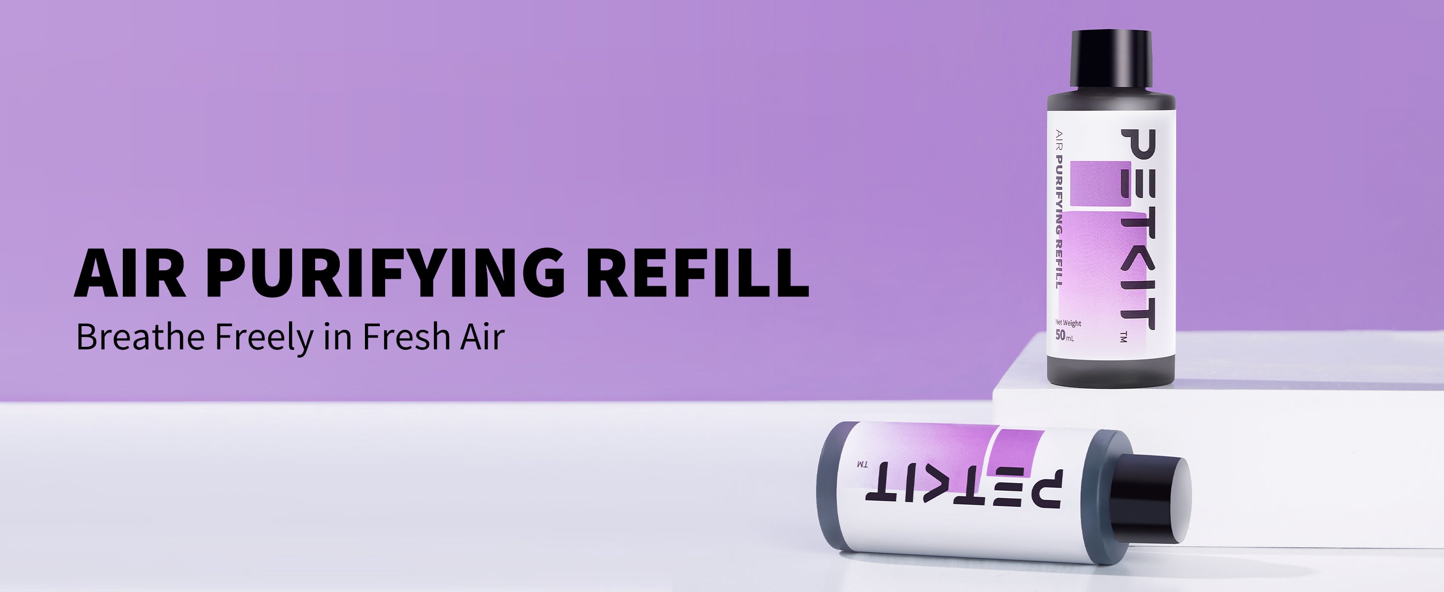 Purifying Liquid Refill banner highlighting air purification and odor control features