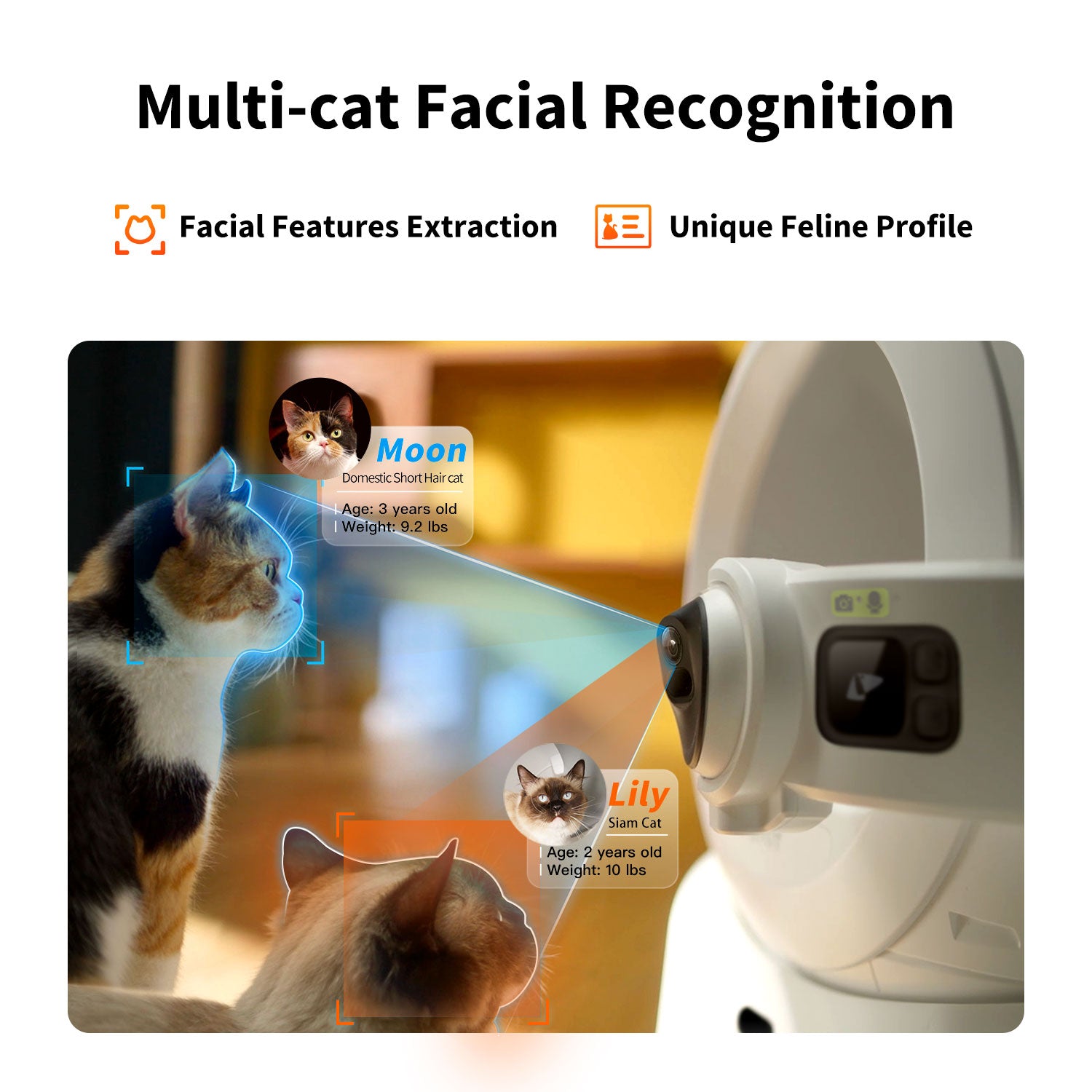 Purobot Ultra Automatic Cat Litter Box featuring AI multi-cat facial recognition, identifying each cat accurately using unique facial features
