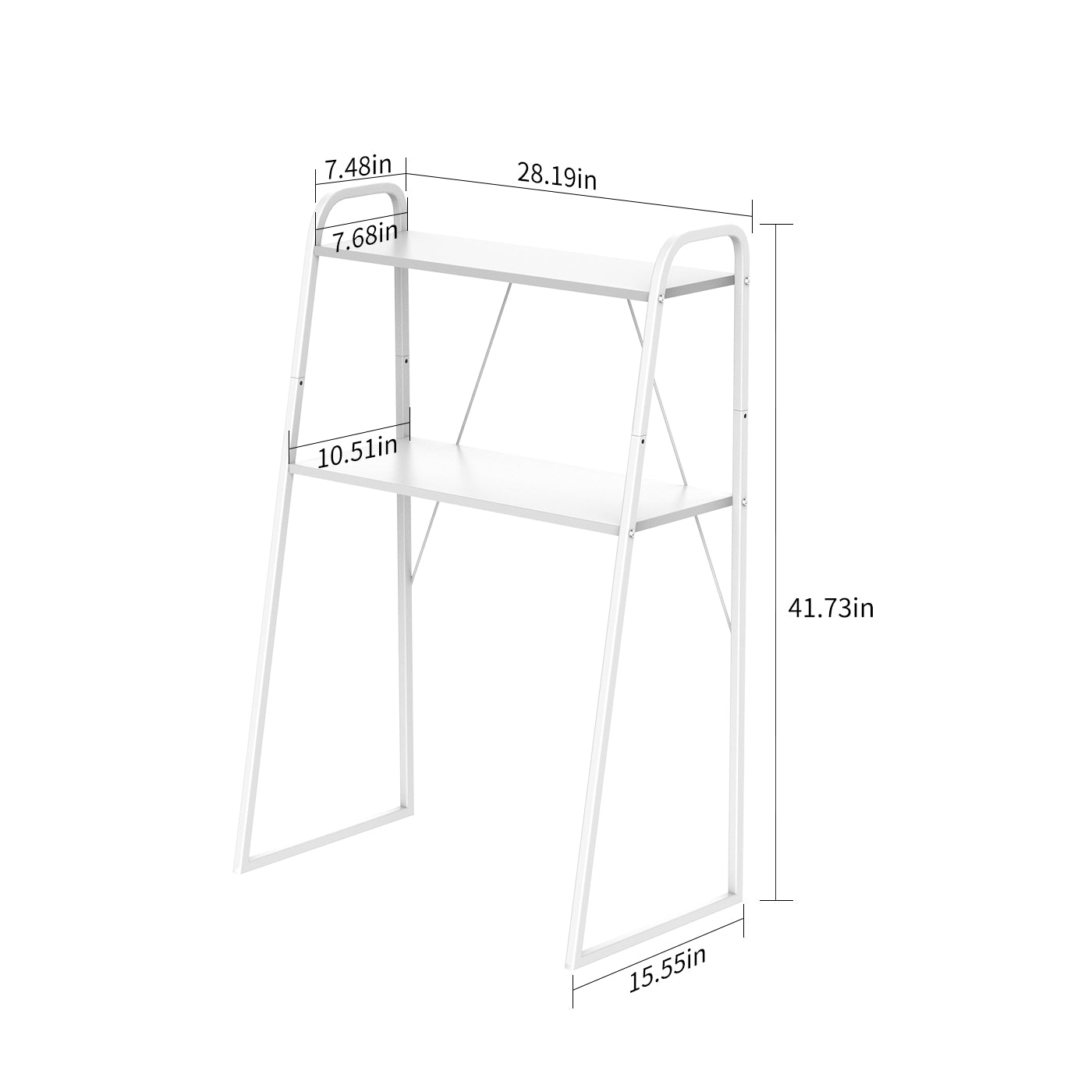 Storage Shelf dimension diagram showing height 41.73in, width 15.55in, and length 28.19in for accurate fit