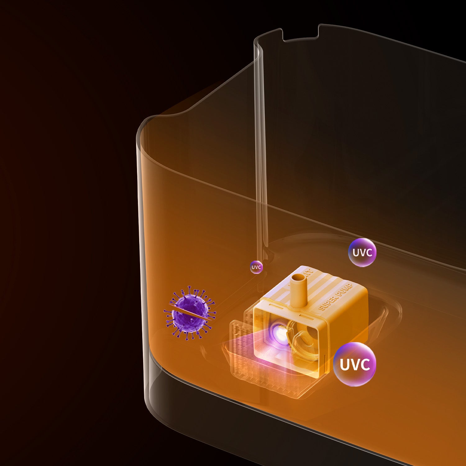 Wireless water pump FFT1-2 UVC disinfection function to inhibit bacterial growth in water