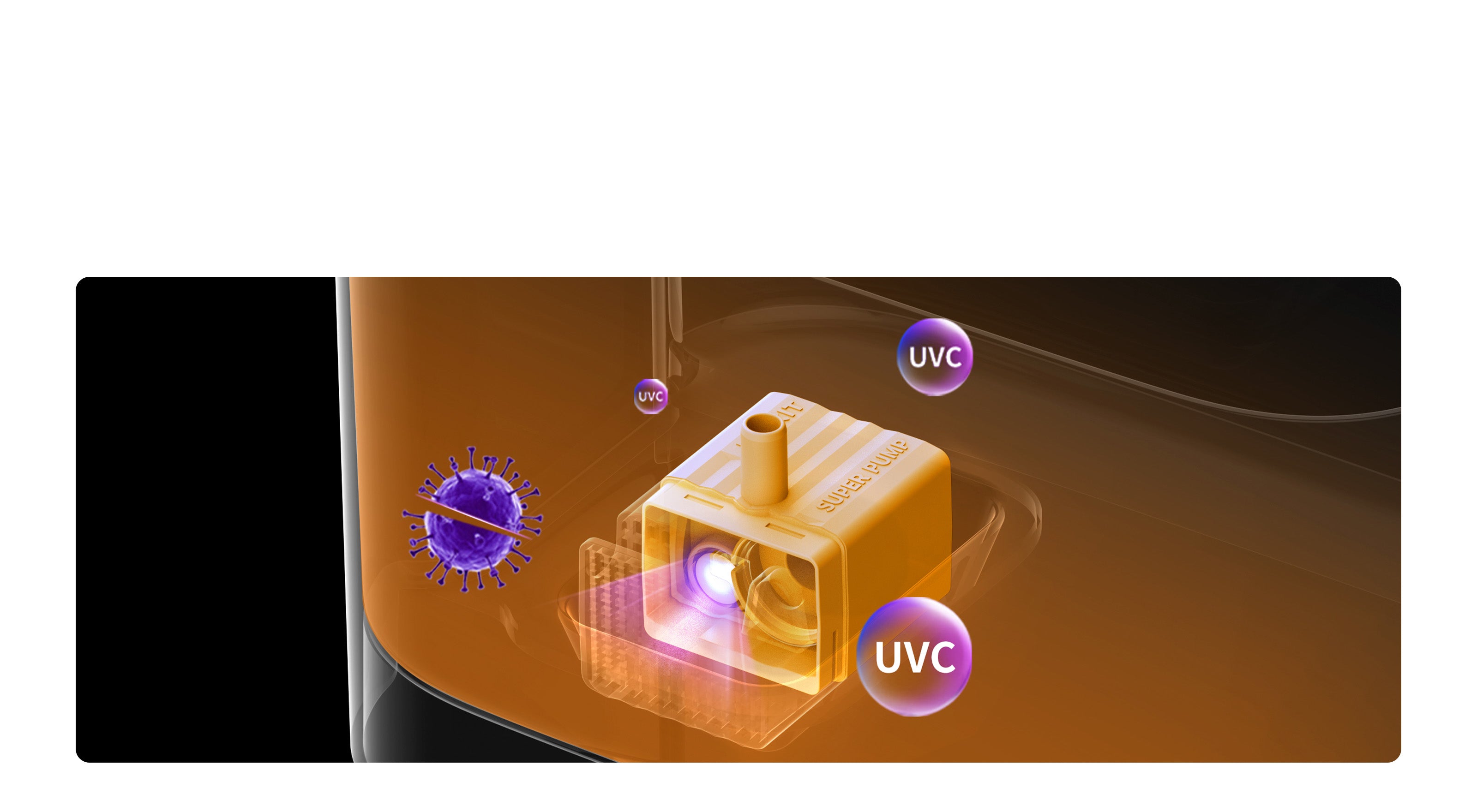 Wireless water pump FFT1-2 UVC shortwave UV light kills up to 99.96% of bacteria