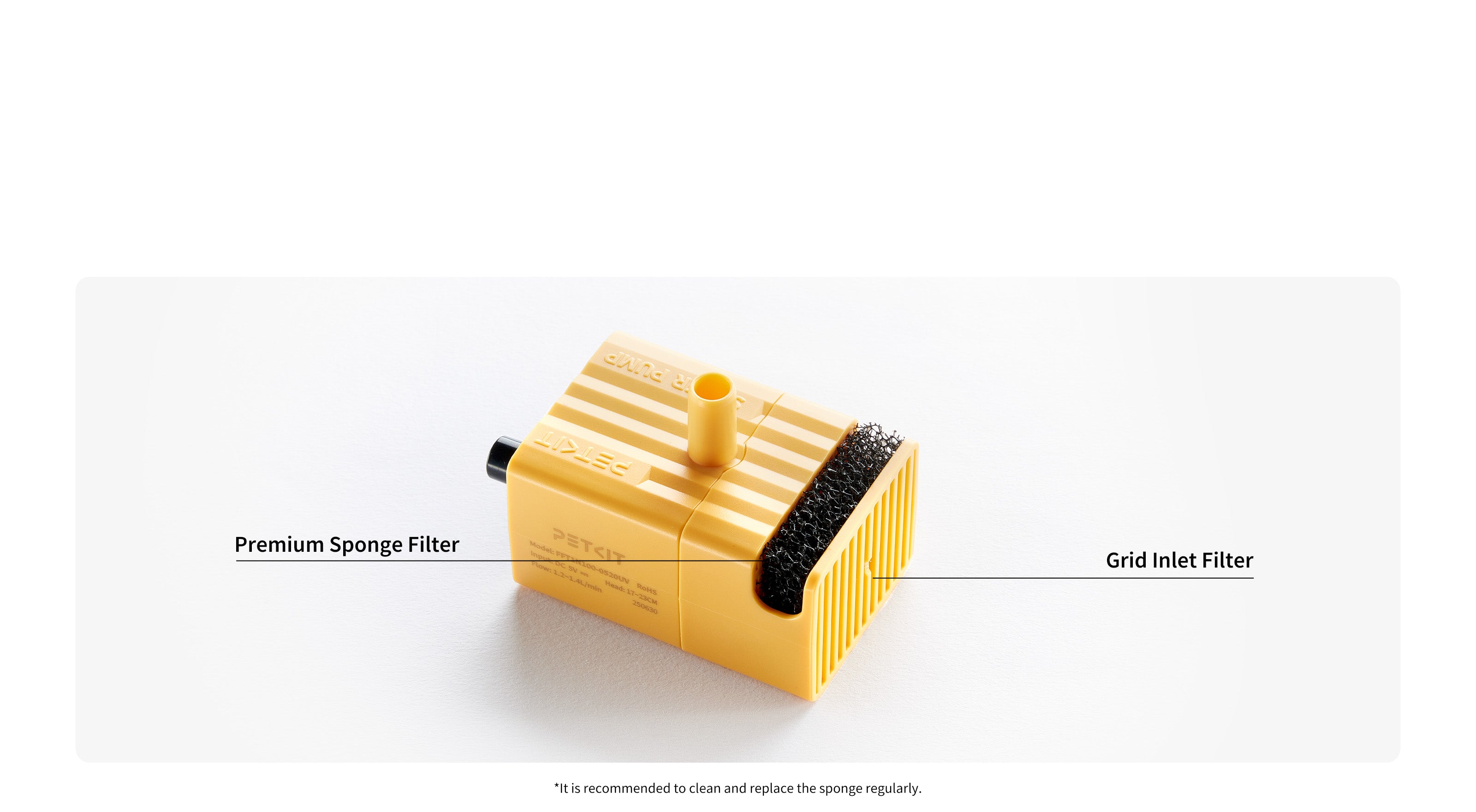 Wireless water pump FFT1-2 UVC with grid inlet and sponge filter for double filtration cleaner water and longer lifespan