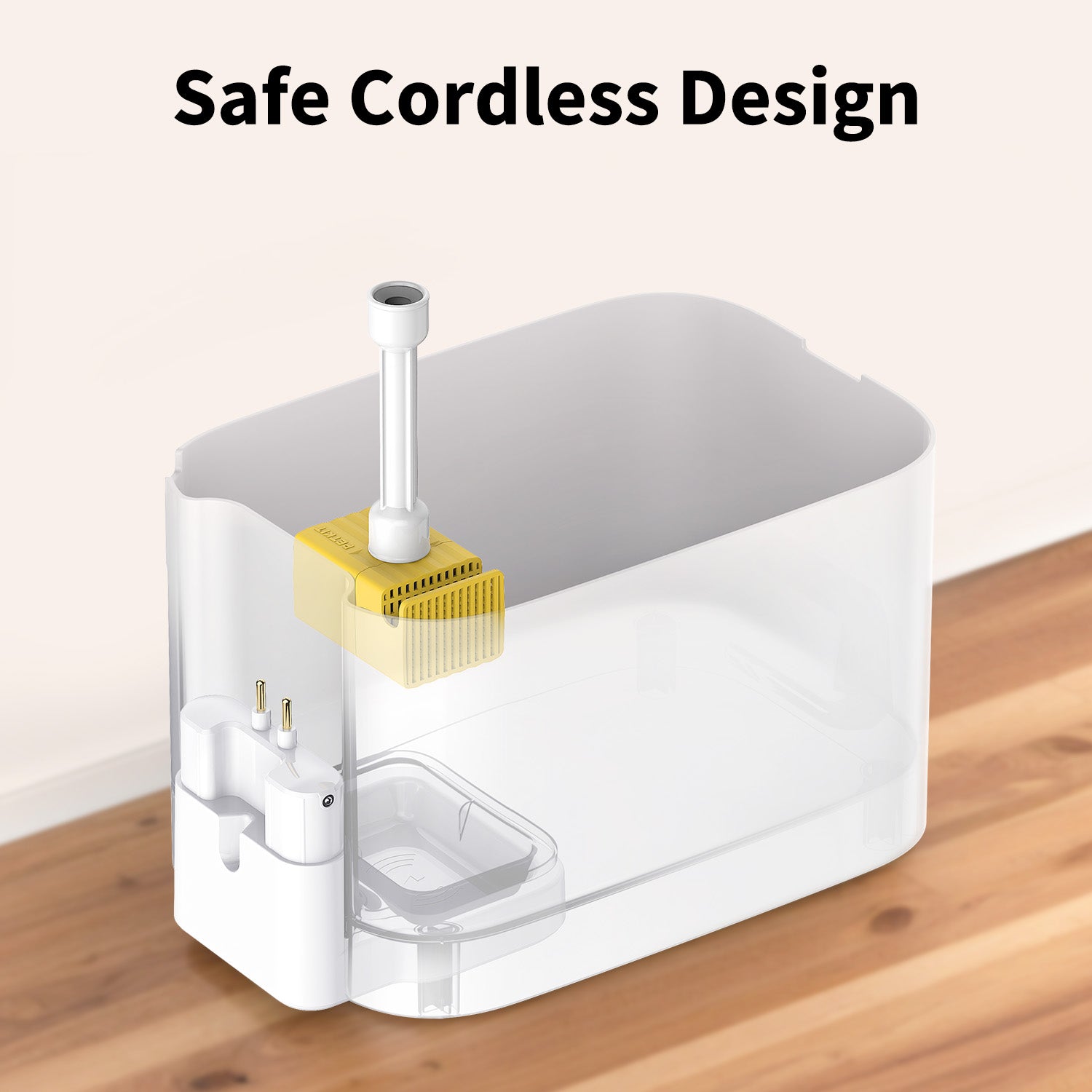 Wireless wireless water pump FFT1-2 UVC displayed inside EverSweet Max 2 UVC fountain with safe wireless design