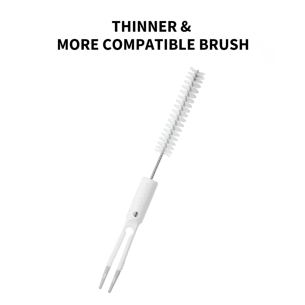Thin brush from Cleaning Set designed to reach narrow areas and clean water fountain components thoroughly
