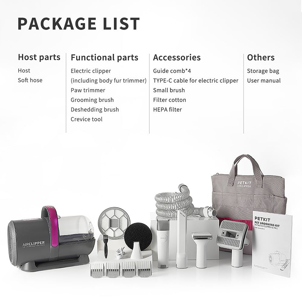 package list AirClipper 5-in-1 Pet Grooming Kit
