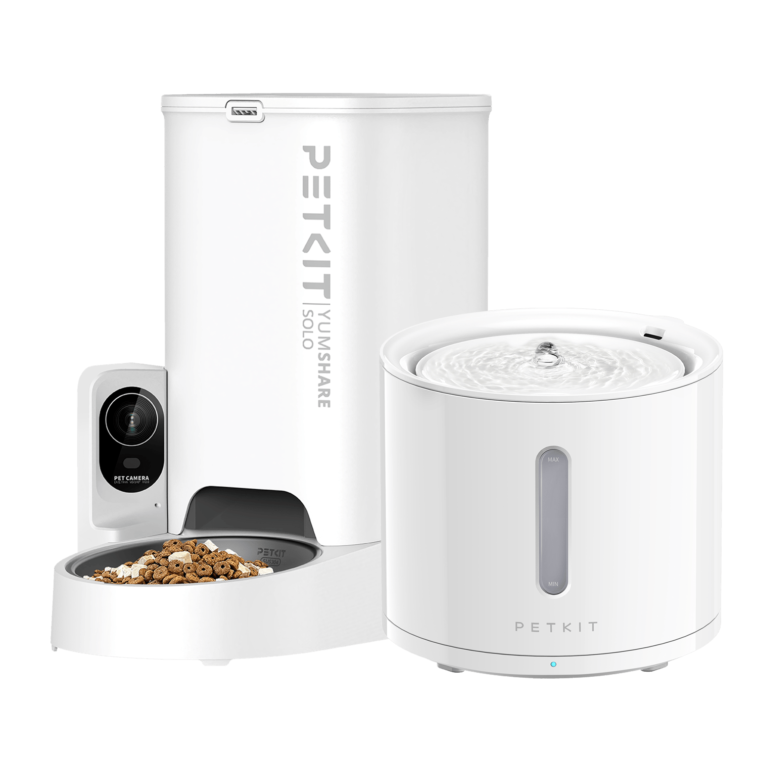 PETKIT YumShare Solo with camera automatic cat feeder paired with PETKIT EverSweet Solo 2 fountain, designed for fresh food and clean water every day