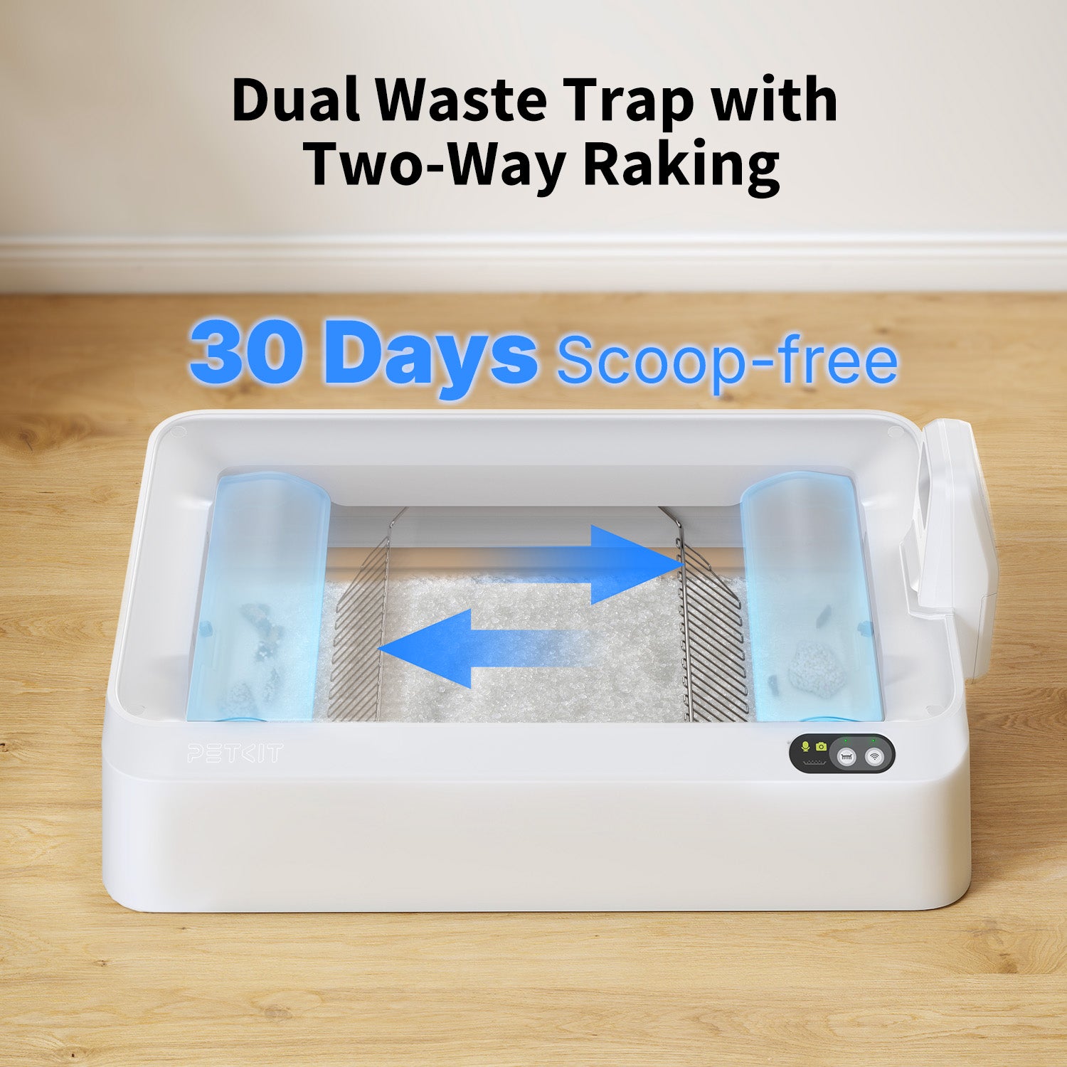 Dual waste trap with two-way raking design ensures efficient daily cleaning and hygiene. 