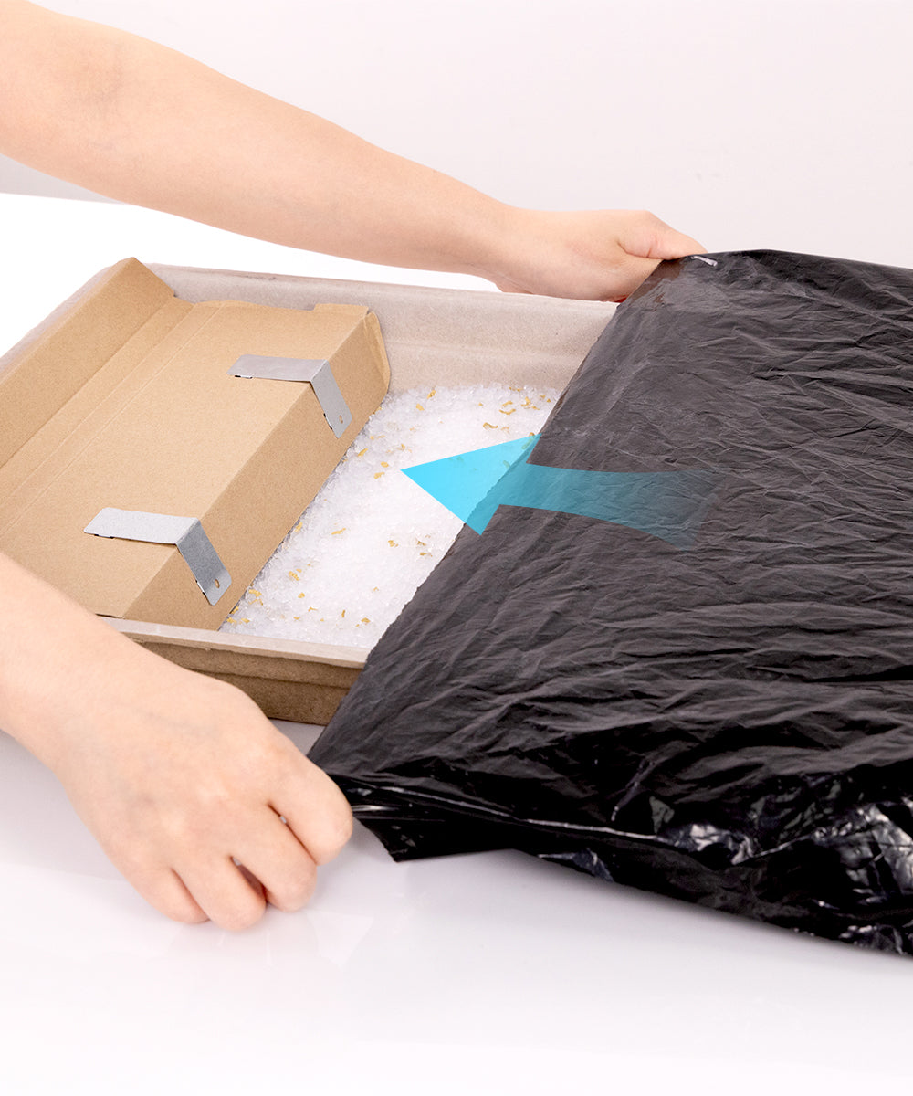 Disposable litter tray with 3-step replacement process — pack