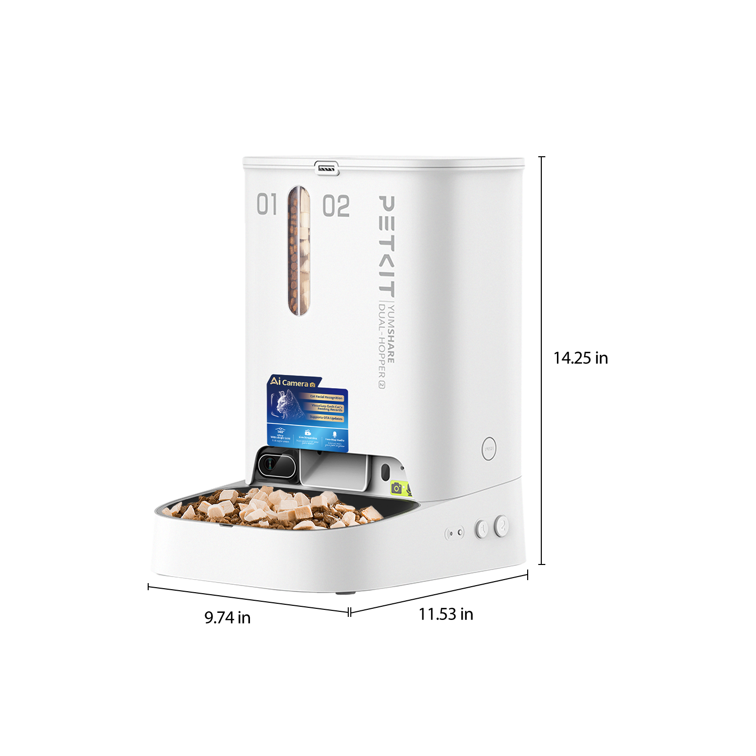 YumShare Dual-hopper 2 Pet Smart Feeder Specs