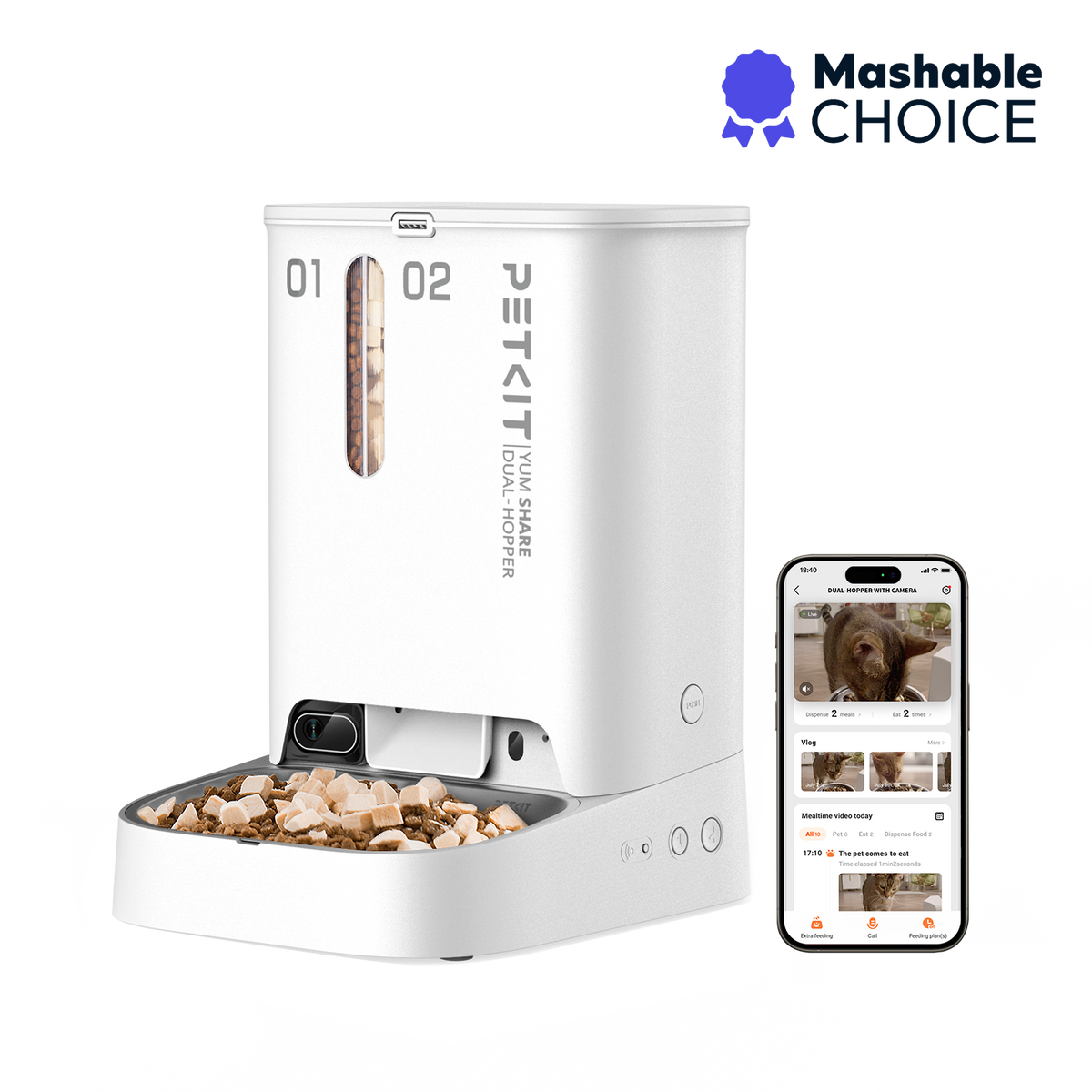 かるぴすページ PETKIT YUMSHARE DUAL-HOPPER YumShare 5L Camera Pet Feeder, Smart Dual-hopper Cat Food