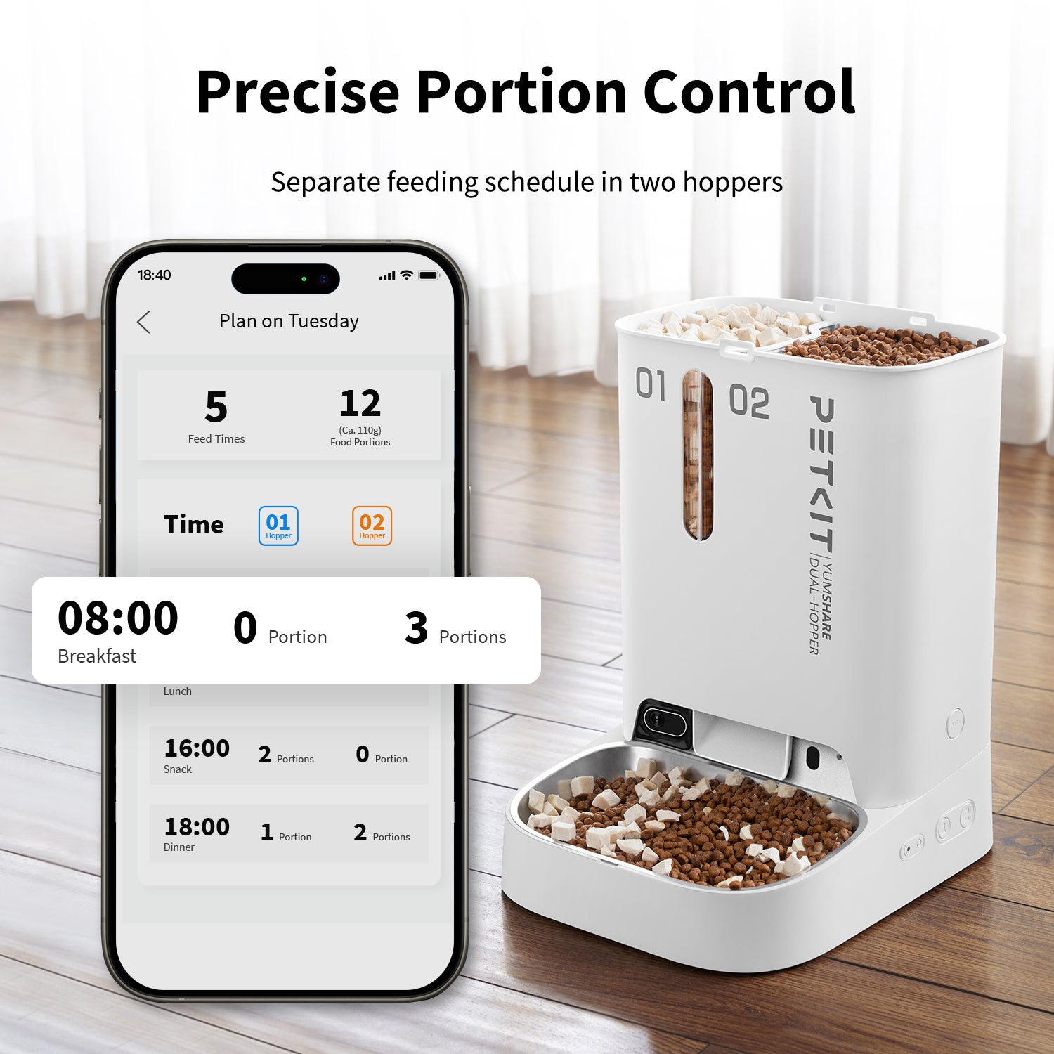 YumShare Dual-hopper Automatic Feeder with separate feeding plan