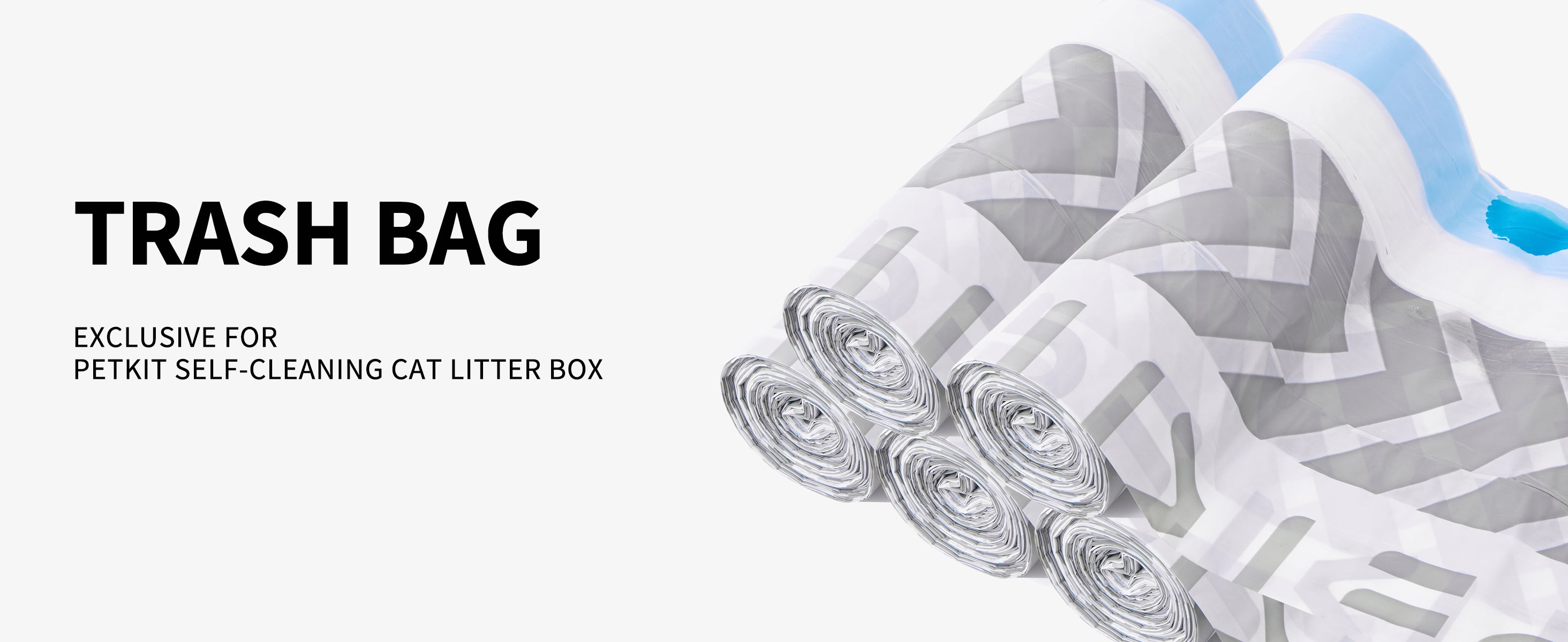 Automatic Litter Box Trash Bag banner for PETKIT self-cleaning litter boxes, highlighting compatibility and convenient waste disposal