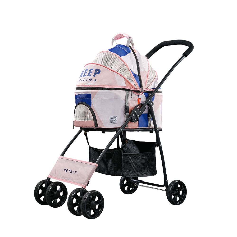 Bon Voyage Pet Stroller featuring a sleek, stable frame and integrated pet carrier designed for comfortable outdoor travel with cats and small dogs
