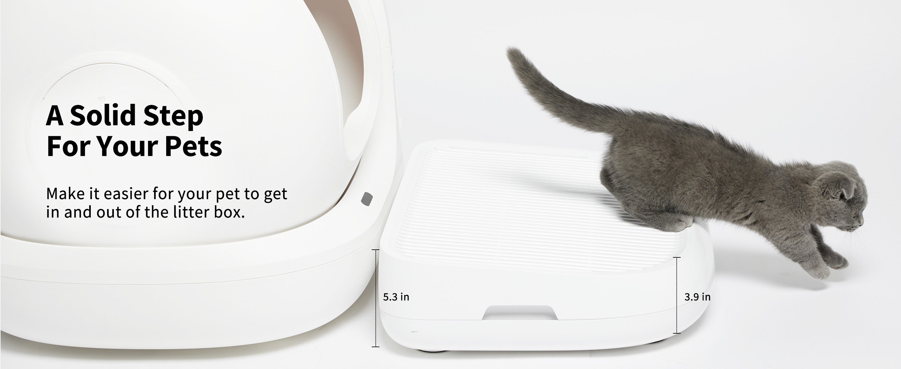 Cat Litter Ramp providing a stable step to make it easier for pets to enter and exit the litter box while minimizing litter tracking