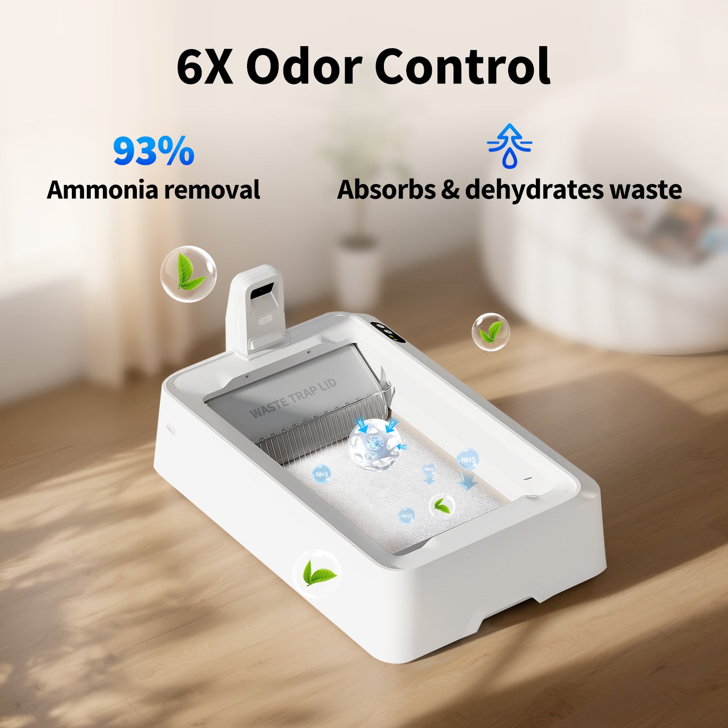 Crystal cat litter with odor control, ammonia removal and dehydration