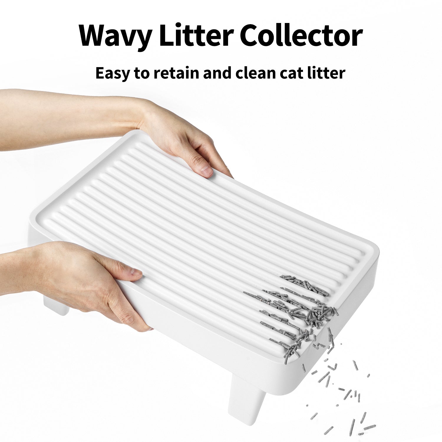 Easy-Step Pedal with wavy litter collector that effectively retains cat litter and simplifies cleaning