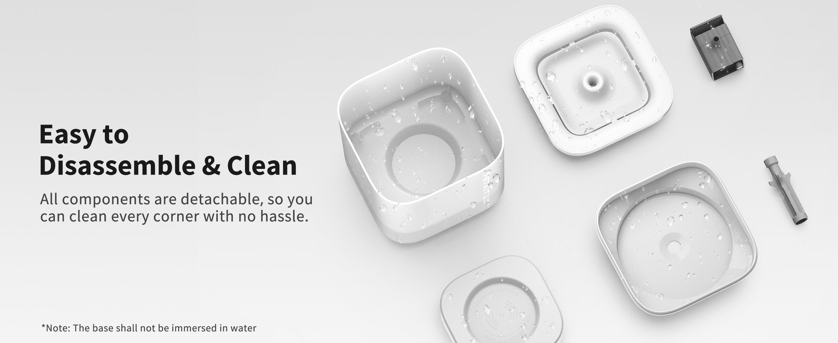 EverSweet Solo SE Pet Water Fountain with fully detachable parts that make disassembly and cleaning easy