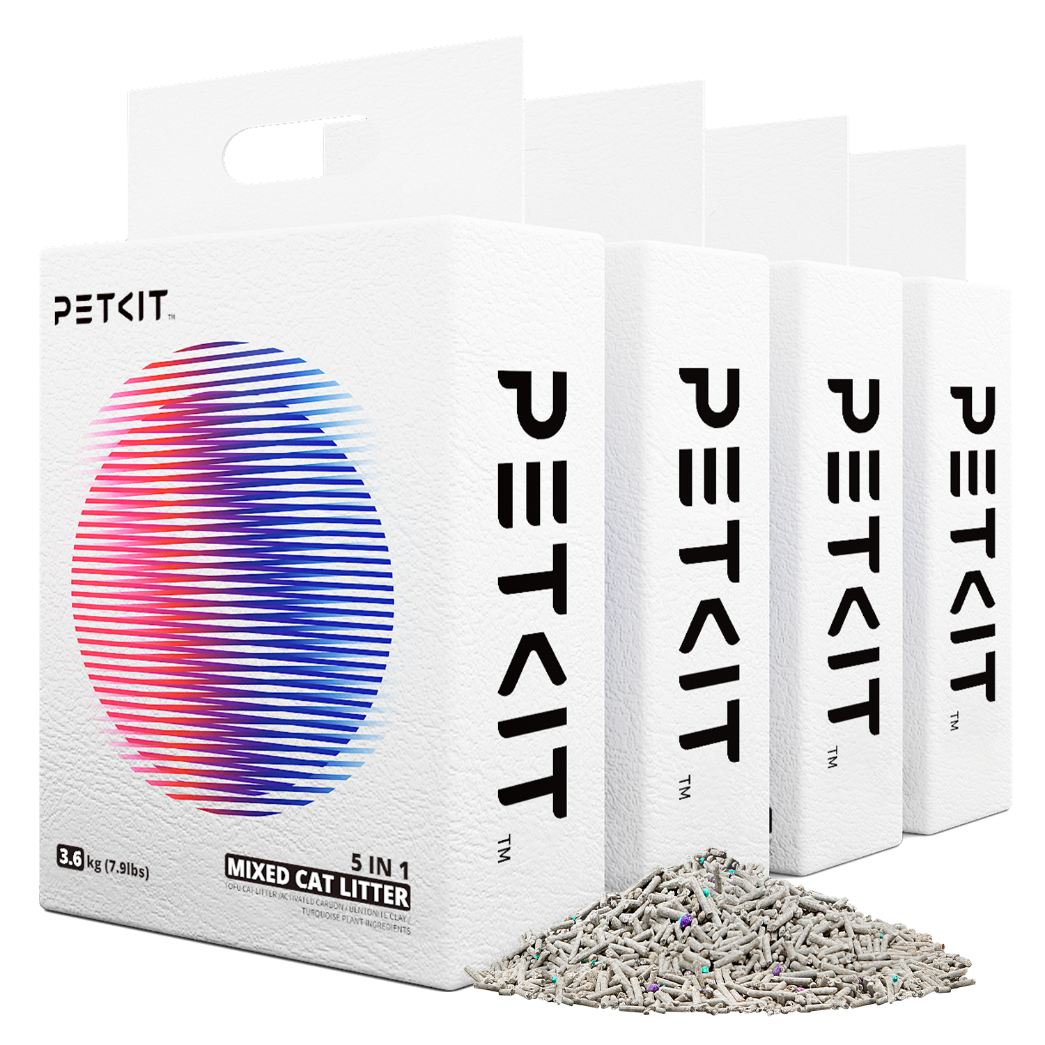 Flushable Clumping Cat Litter 4 bags showing natural granule appearance and texture