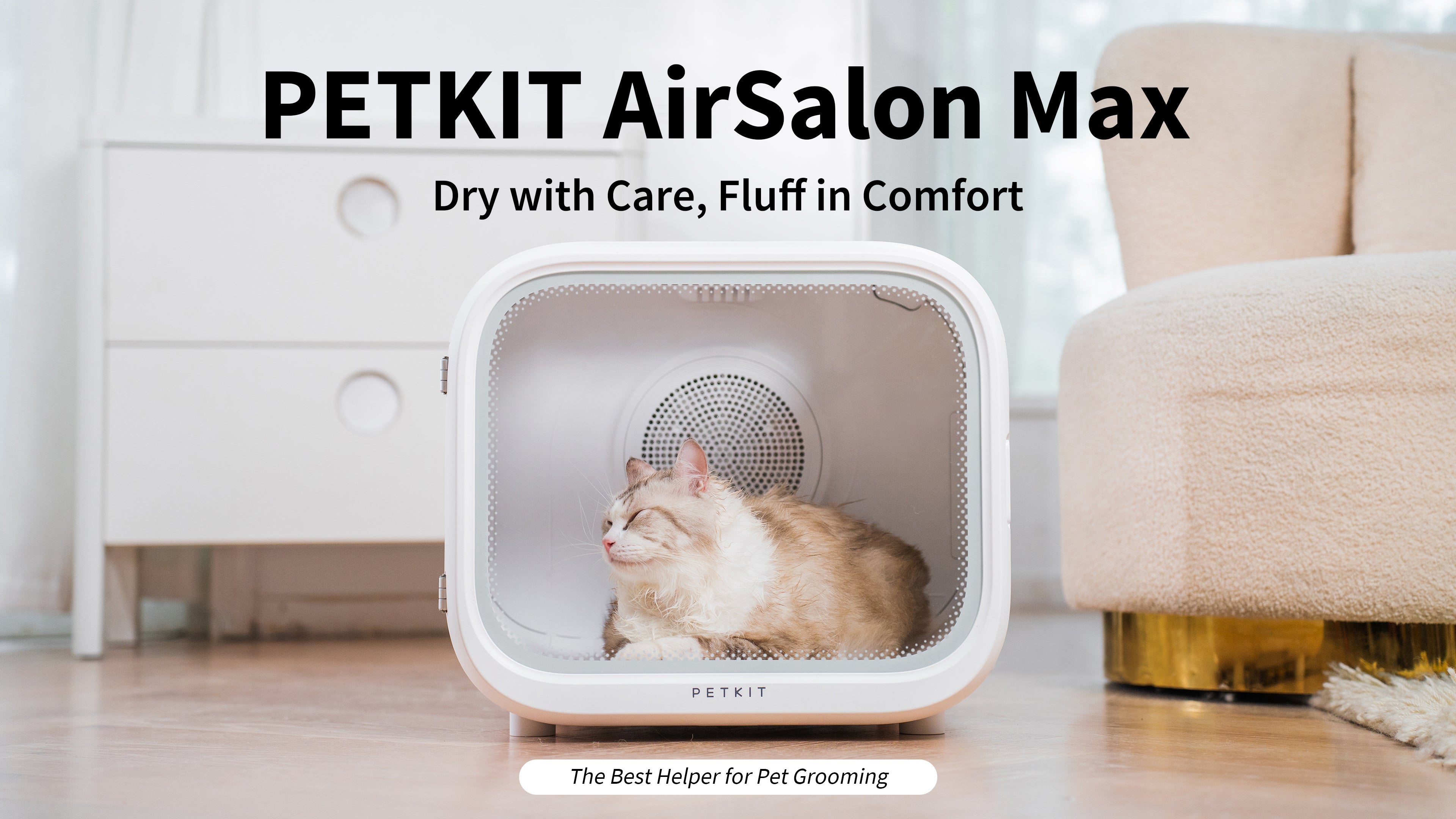 PETKIT AirSalon Max 60L Automatic Pet Hair Drying Box for Cat Puppy Kitten Ultra Quiet Hair Dryer Grooming Large Capacity Temperature Control