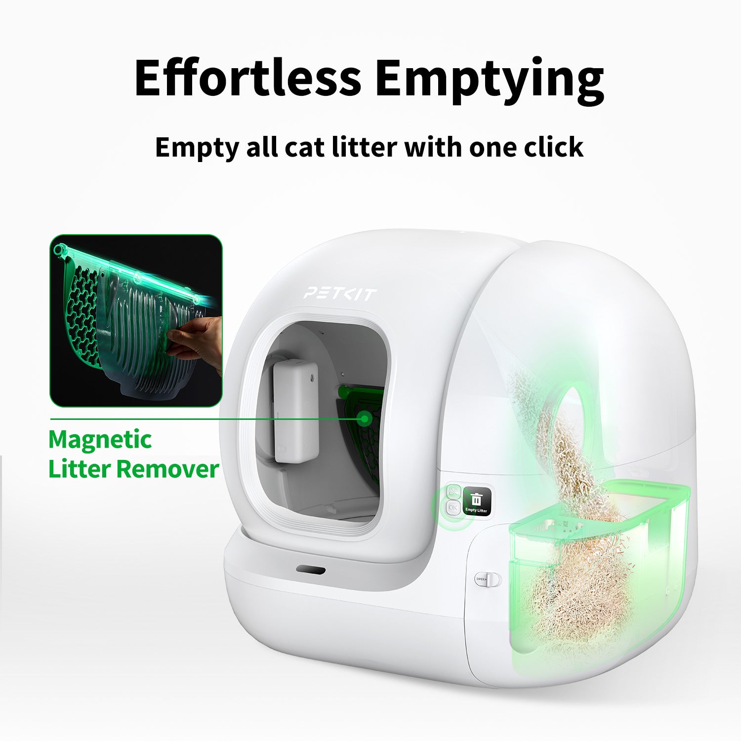 Magnetic Cat Litter Remover Set enabling effortless one-click emptying of cat litter