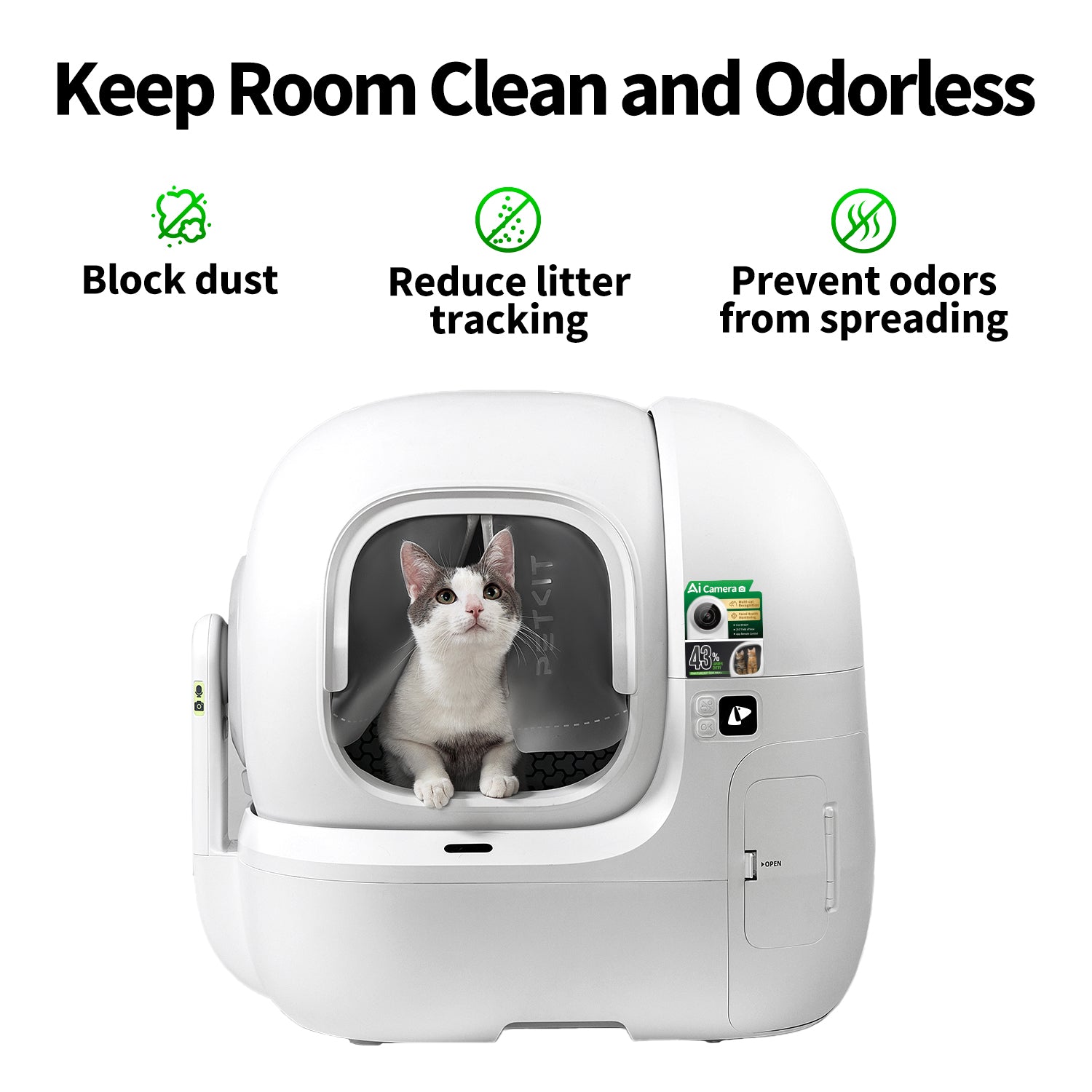 Magnetic dustproof curtain 3.0 effectively blocks dust, reduces litter tracking, and prevents odors from spreading
