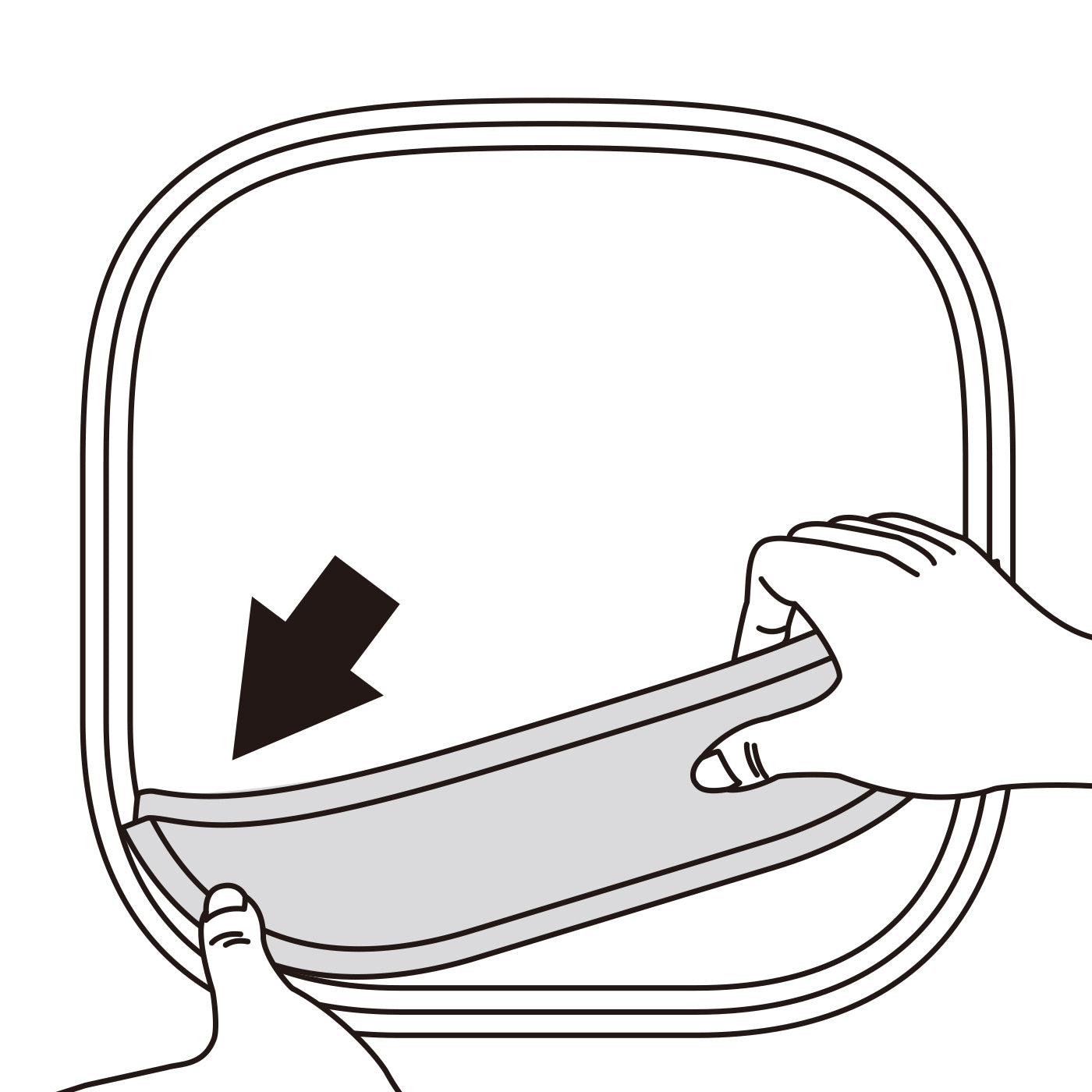 Installation step 1 of PETKIT Fence 2.0: align and snap-fit the fence to the litter box entrance