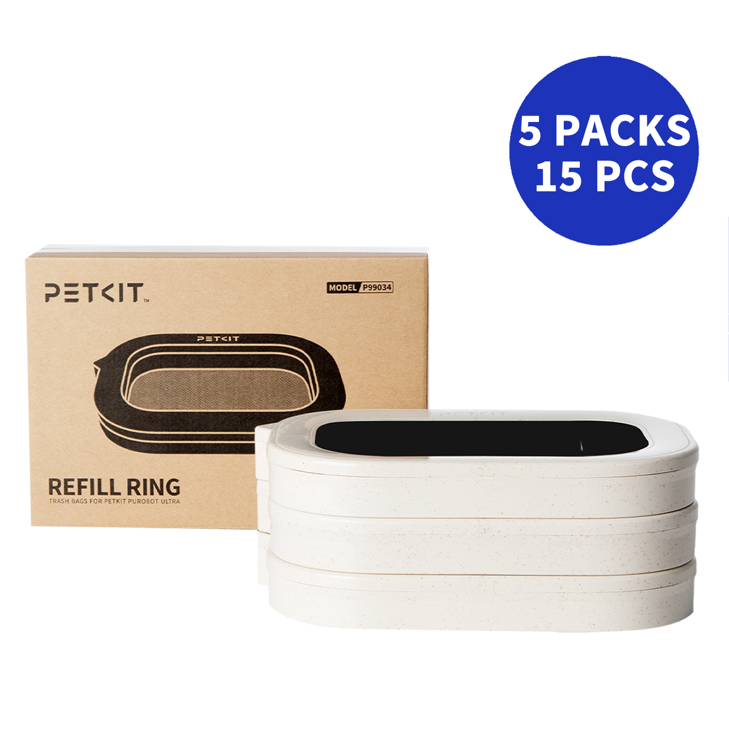Refill ring bundle, 5 packs (15 pieces), suitable for multi-cat households.