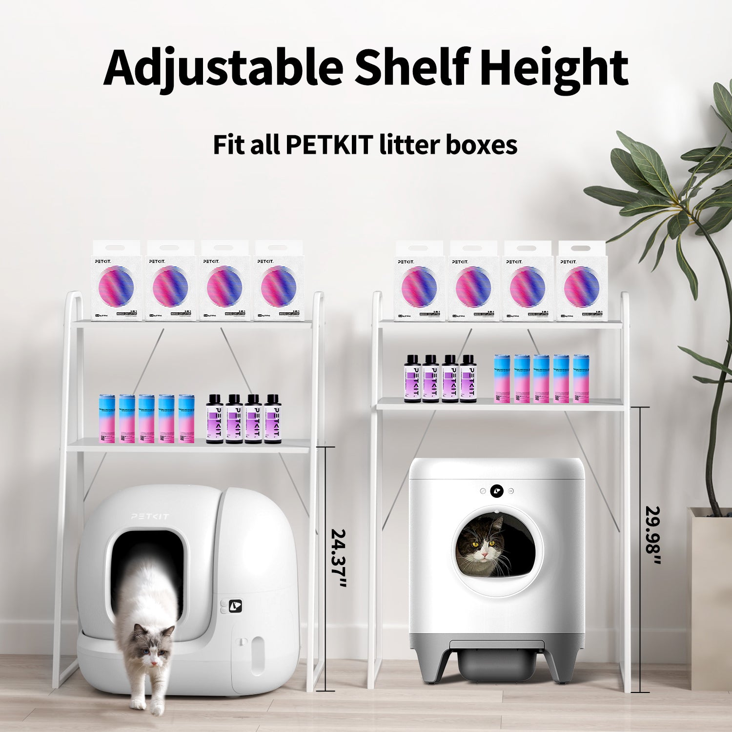 Storage Shelf with adjustable height feature, compatible with all PETKIT automatic litter boxes