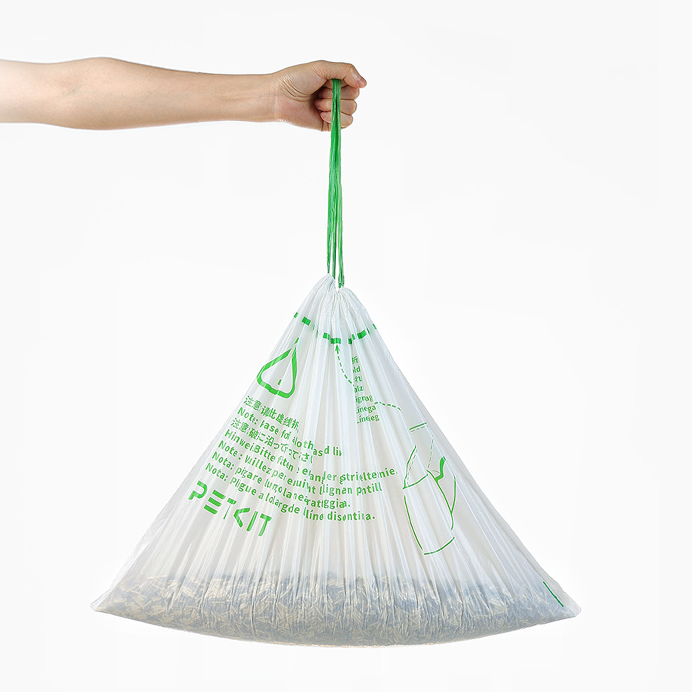 Trash bags crafted from rip-resistant HDPE with a spacious capacity and drawstring design for easy carrying and removal