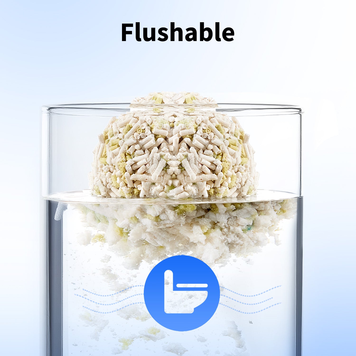 Urine Monitor Cat Litter made with water-soluble materials that allow flushable disposal in small amounts
