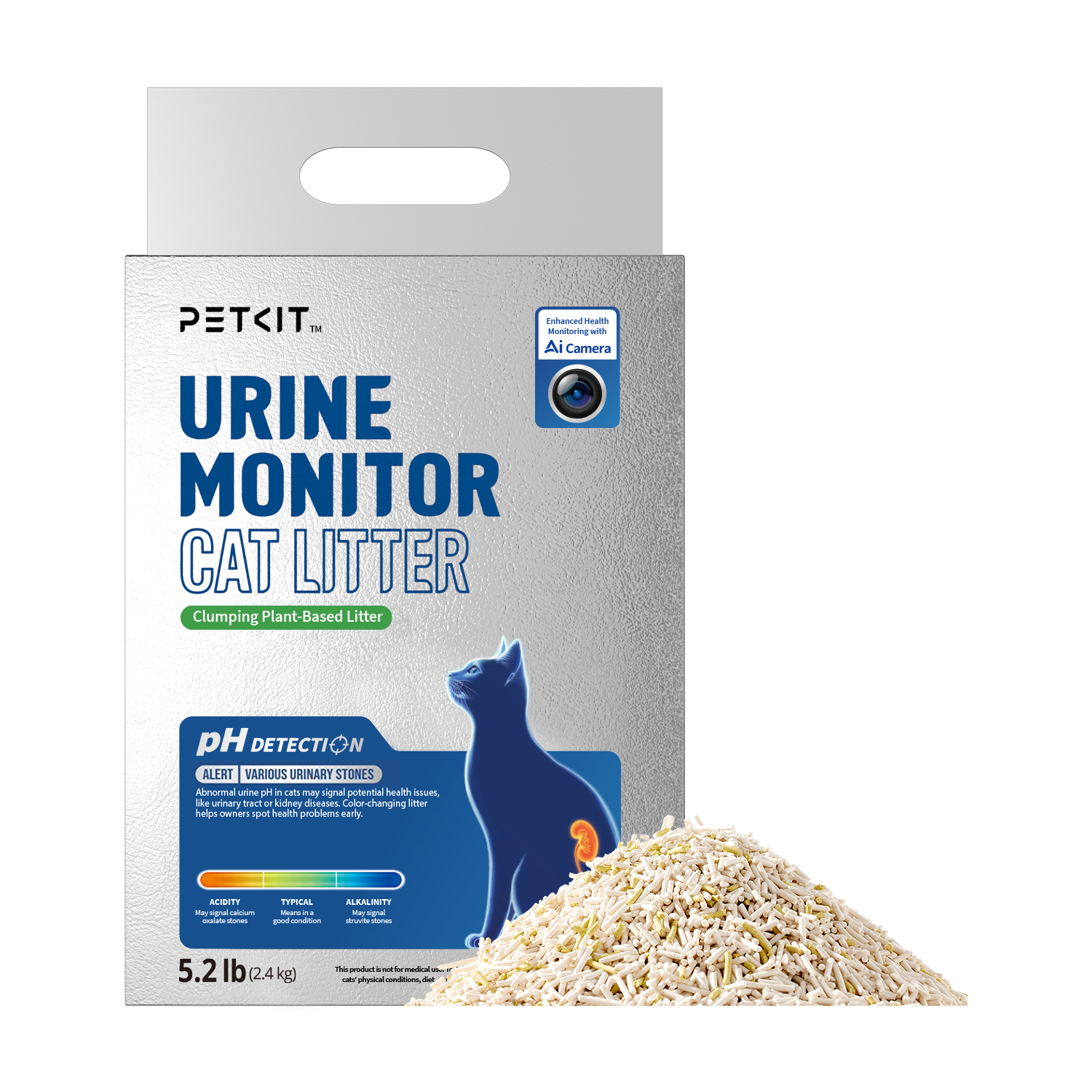 Urine Monitor Cat Litter 1 bag shown with granule texture, highlighting the appearance of the litter