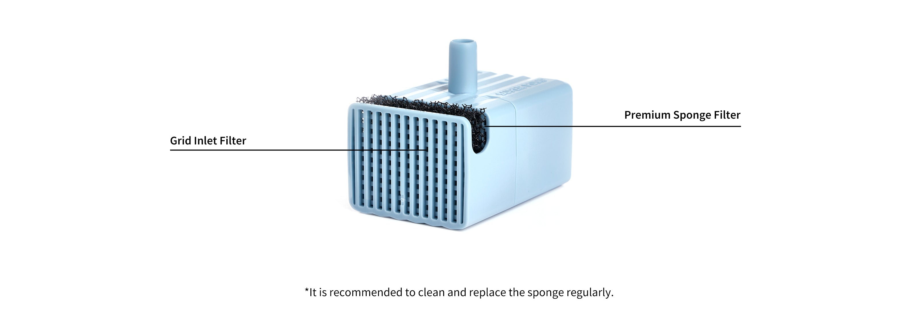 Wireless Water Pump with a high-density sponge and fine grid inlet to block hair and impurities and extend pump lifespan