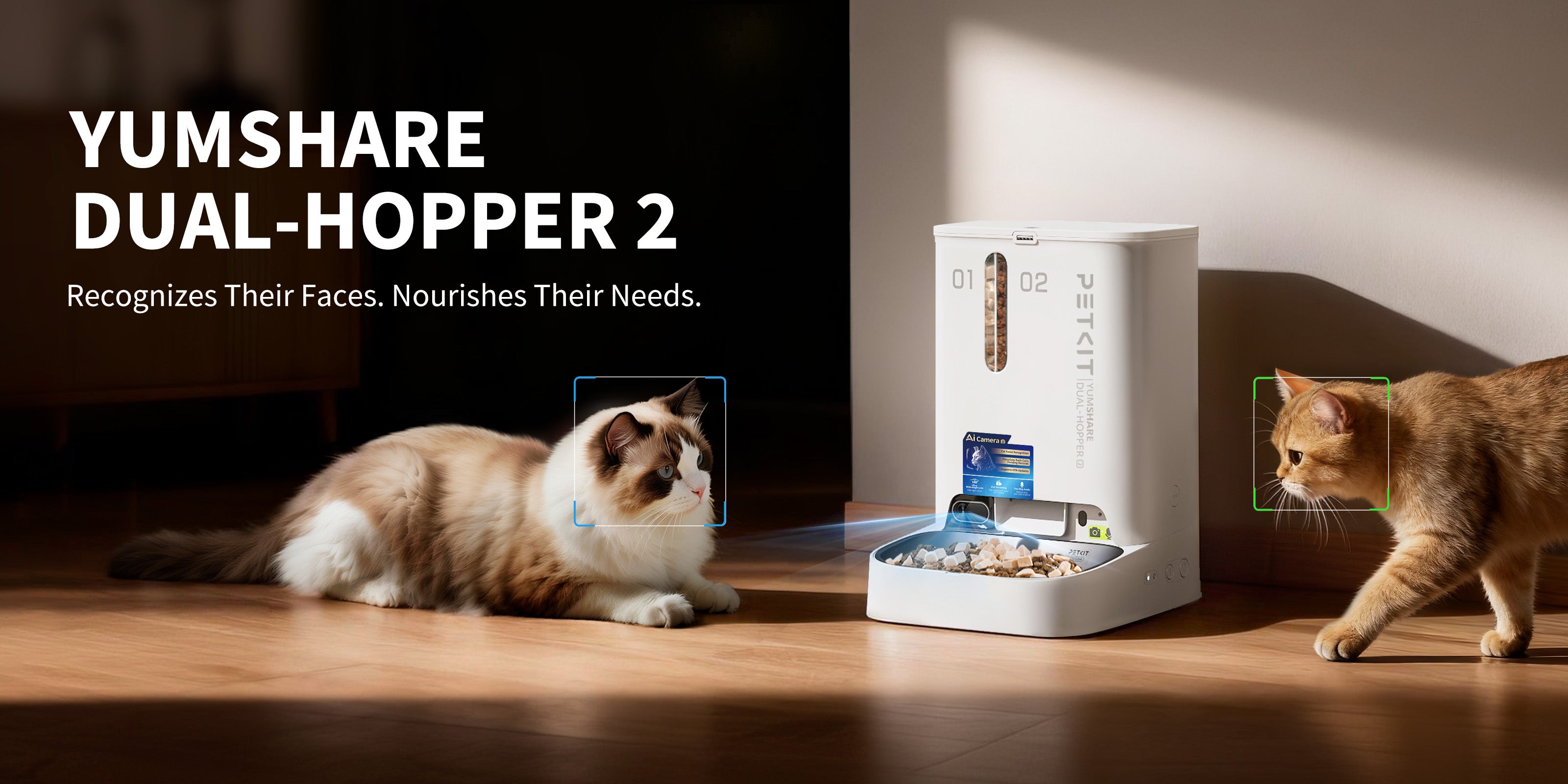 PETKIT Yumshare Dual-Hopper 自動給餌器（カメラ付き） YumShare Dual-hopper 2 Automatic Feeder with Cat Recognition