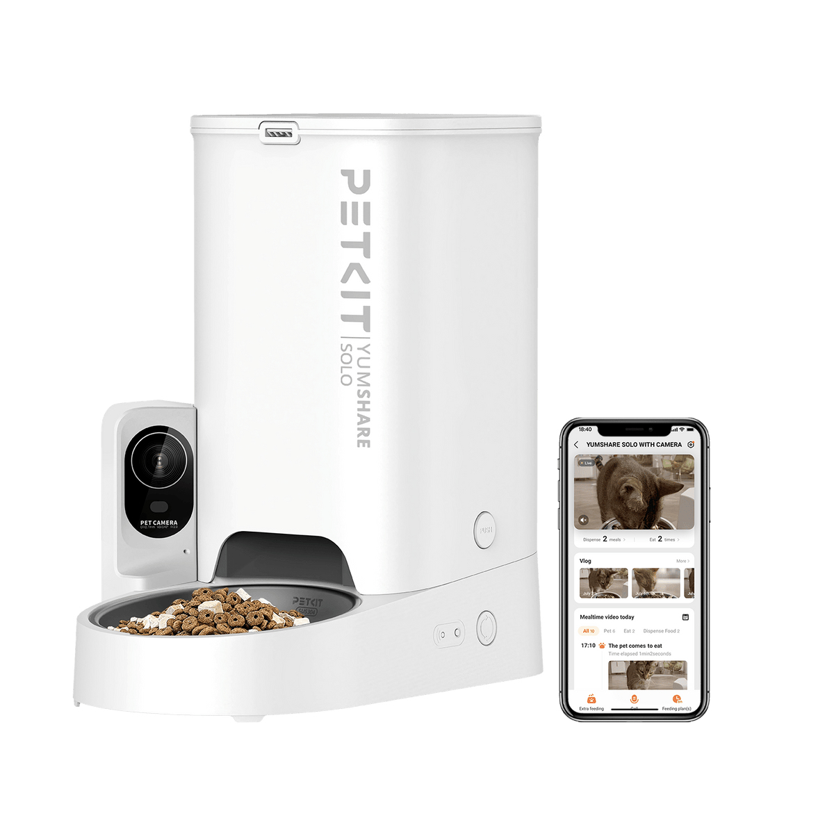 YumShare Solo Camera Pet Feeder, Automatic Cat Food Dispenser 