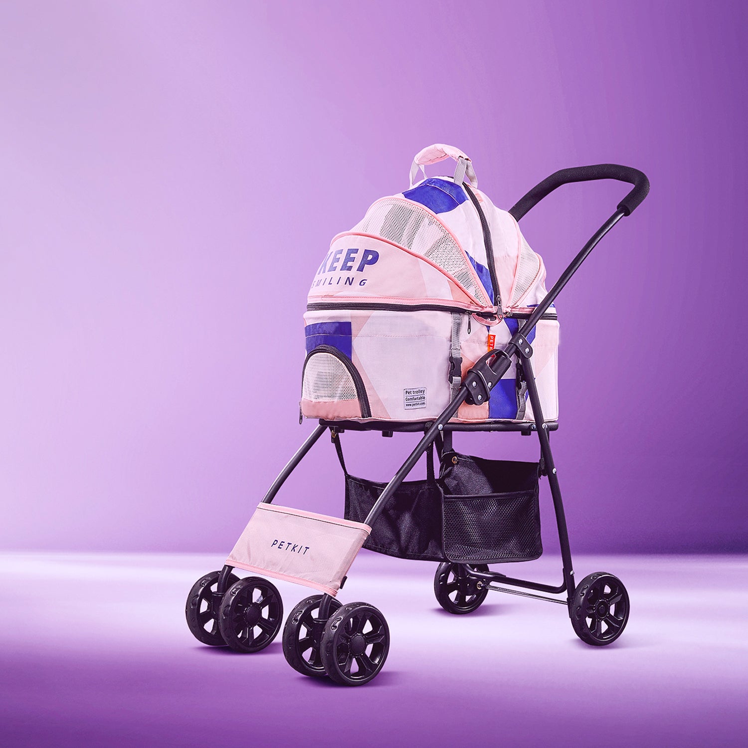 Bon Voyage Pet Stroller combines functional design with a modern aesthetic, balancing everyday practicality and stylish outdoor appearance