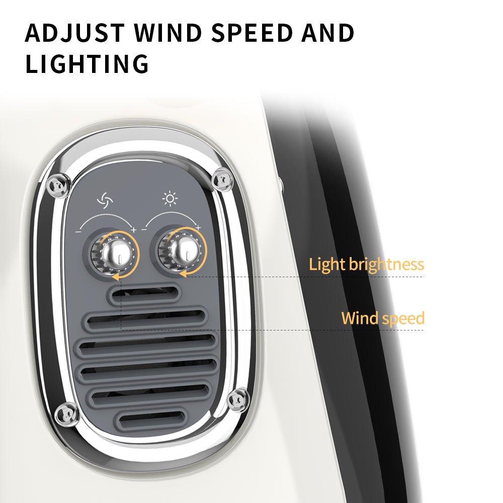 Breezy 2 Cat Carrier with adjustable wind speed and lighting controls to adapt airflow and visibility based on outdoor conditions