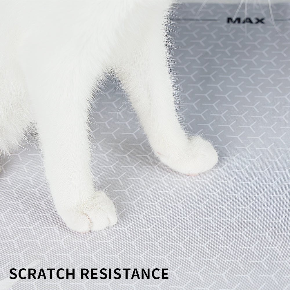 Close-up of High Performance Cat Litter Pad surface with two cat paws demonstrating soft, flexible, and comfortable material